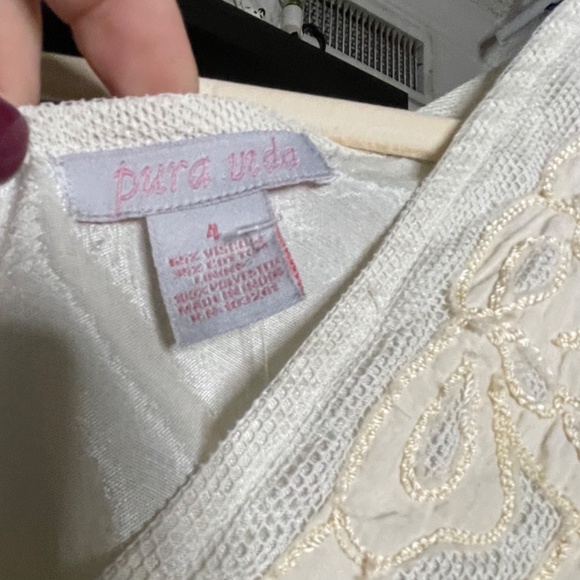 Cream Fairy core Mesh Lined Embroidered Asymmetrical Hem - Picture 6 of 6